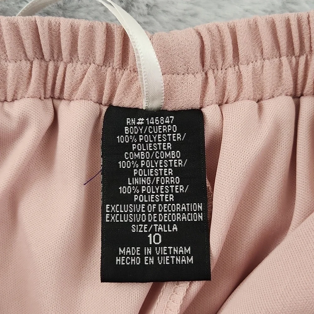 Le Bos 3 Piece Pant Set Women’s Size 10 Pink Chiffon Duster Tank Top Pants Flora